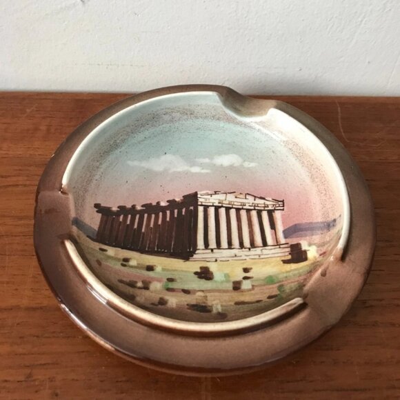 Vintage Halandri Ceramics Parthenon Cigar Ashtray Handmade Pottery In Greece - Picture 2 of 4